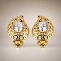 Gold Filigree Teardrop Clip Earrings – detail