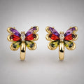 Gold butterfly huggie hoops, multicolour CZ wings