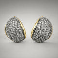 Gold & hematite chunky C-hoop huggies, black CZ pavé dome