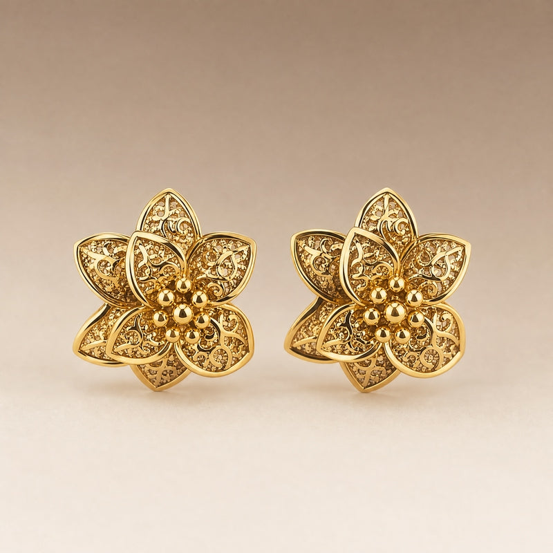 Gold CZ clover studs & pearl stud set (2 pairs)