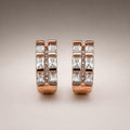 Rose gold double-row baguette CZ huggie hoops