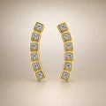 Gold bezel-set square CZ linear drop earrings