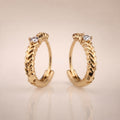 Gold CZ hardware-link huggie hoops