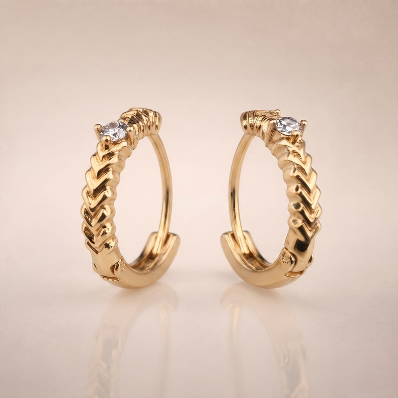 Gold CZ hardware-link huggie hoops