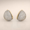 Gold & silver two-tone dome huggies, CZ micro-pavé