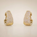 Gold tapered huggie hoops, CZ pavé front