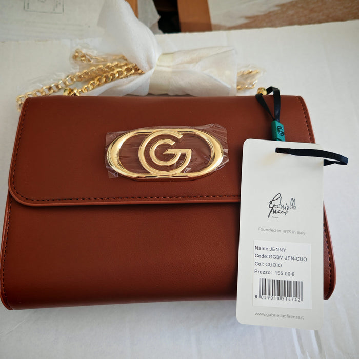 Gabriella Firenze Jenny Chain-Strap Flap Crossbody Bag – Tan