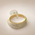 Gold chunky dome ring, full CZ micro-pavé