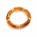 Amber Acrylic Tube Stretch Bracelet with Gold Spacers