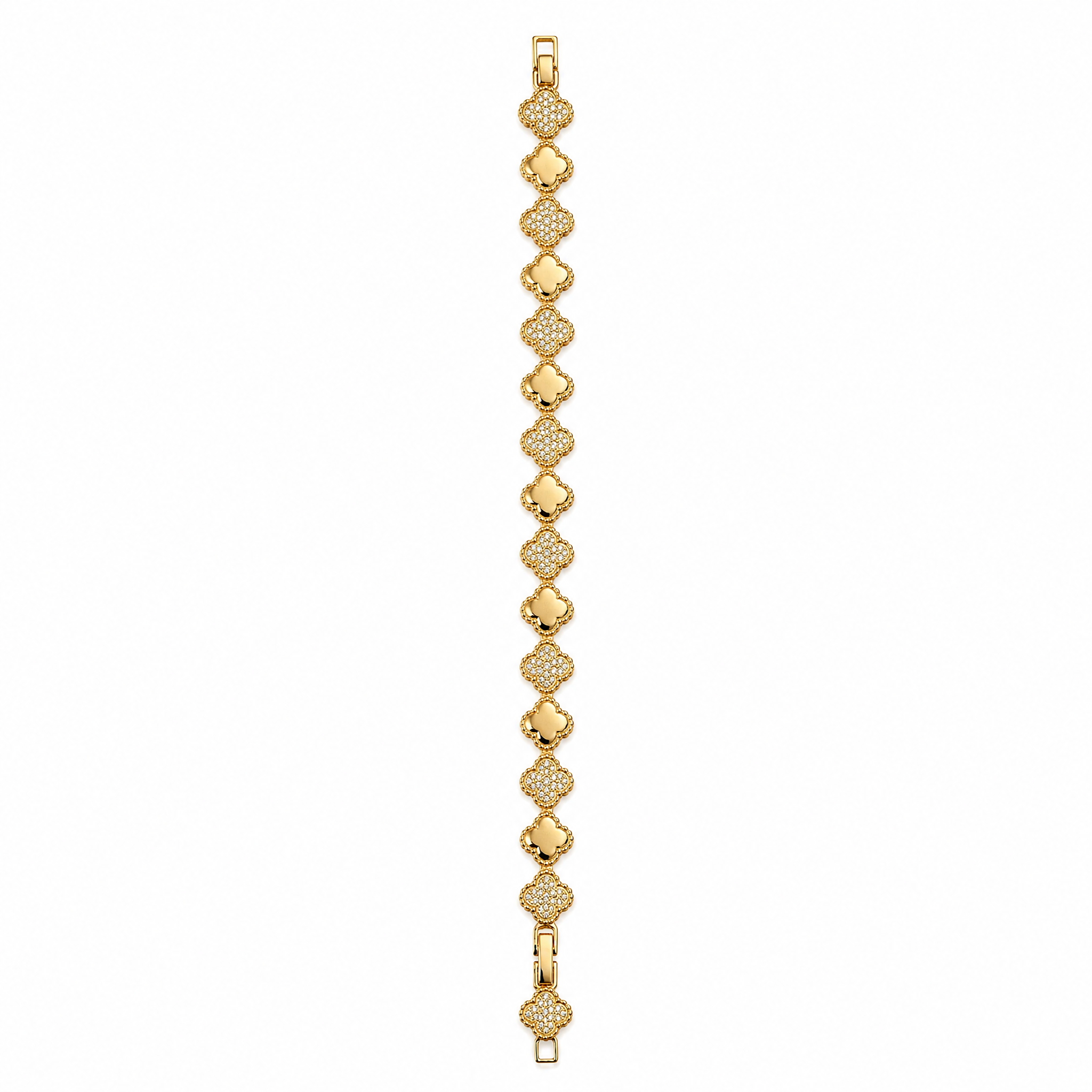 Gold Clover Pave Link Bracelet
