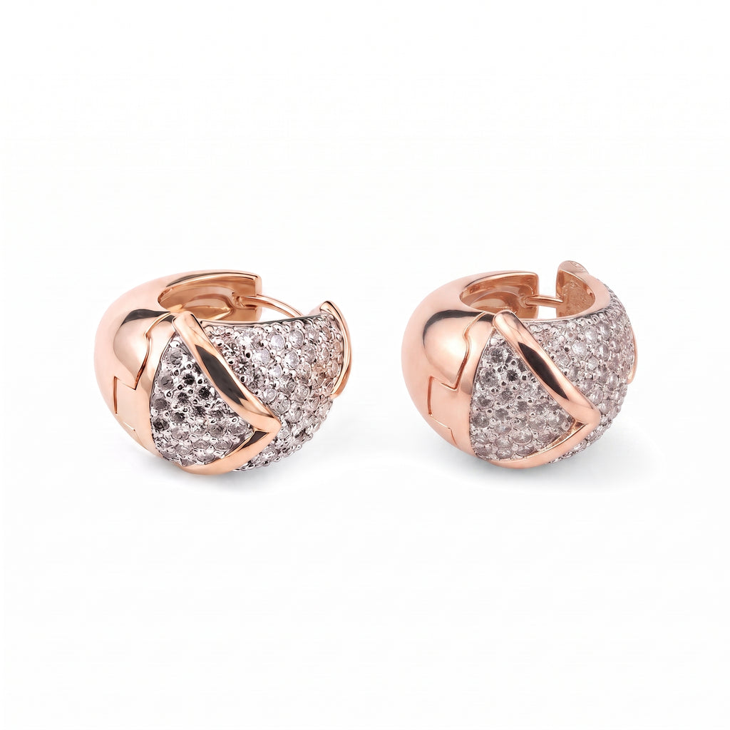 Rose Gold Pave Dome Huggie Earrings