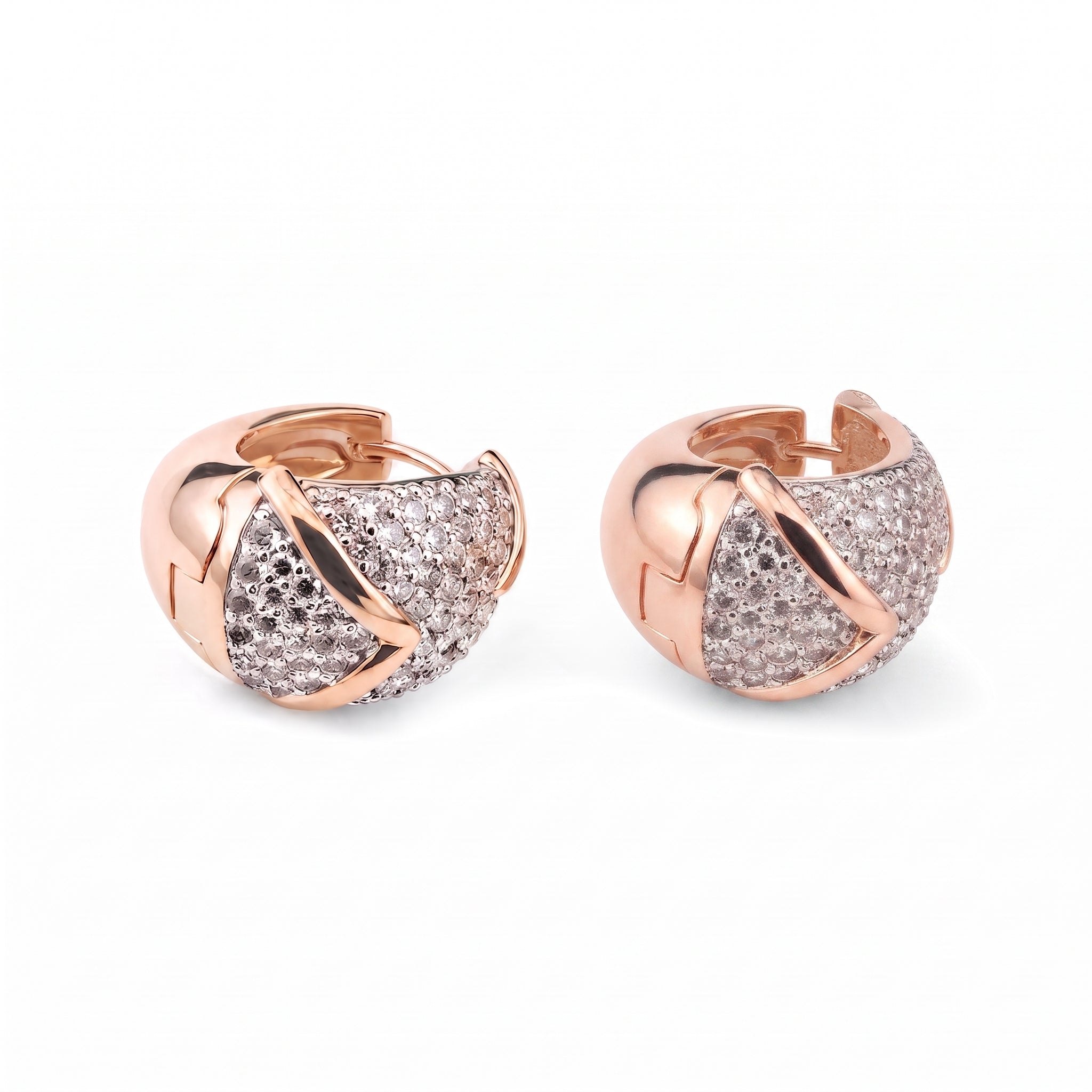 Rose Gold Pave Dome Huggie Earrings