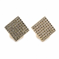 Gold Crystal Pave Diamond-Shape Stud Earrings