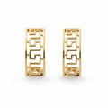 Gold Greek Key Huggie Hoop Earrings